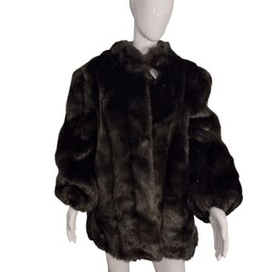 Vintage Black Faux Fur Coat
